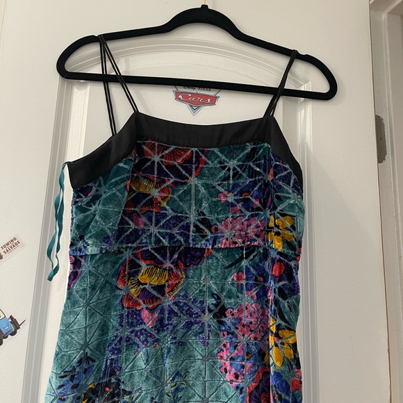 Anthropologie Moulinette Soeurs Blue Lange Velvet Slip Midi Dress Metallic - Picture 4 of 8